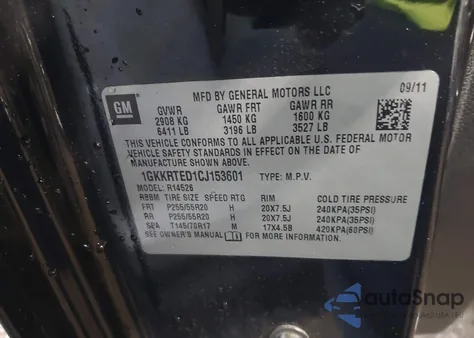 2012 GMC Acadia Denali from USA, damaged, VIN 1GKKRTED1CJ153601